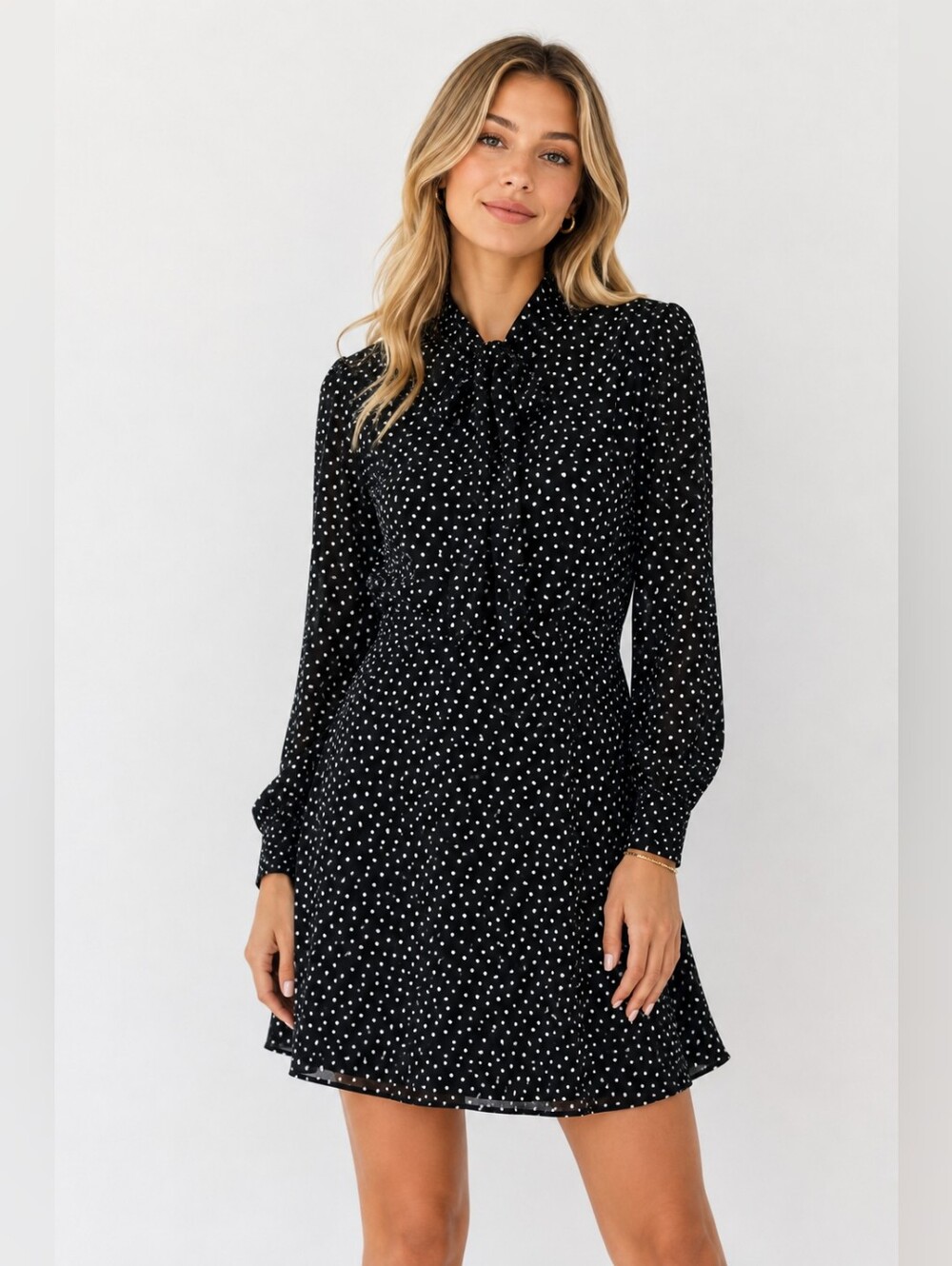 Untuckit Stella Polka Dot Dress Long Sleeve